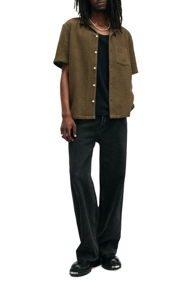 Helston Oversize Waffle Camp Shirt, Alternate, color, CAGE BROWN