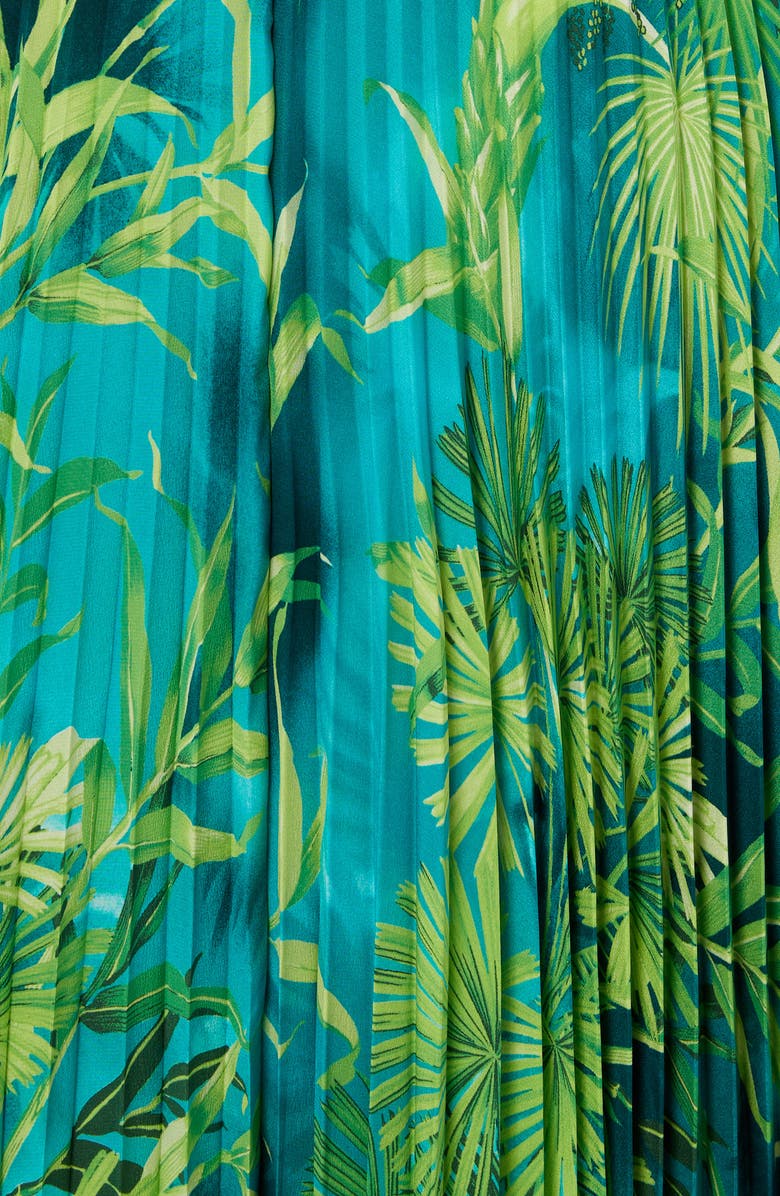 Versace Jungle Print Pleated Midi Skirt, Alternate, color, 