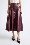 Cinq à Sept Faux Leather Midi Skirt