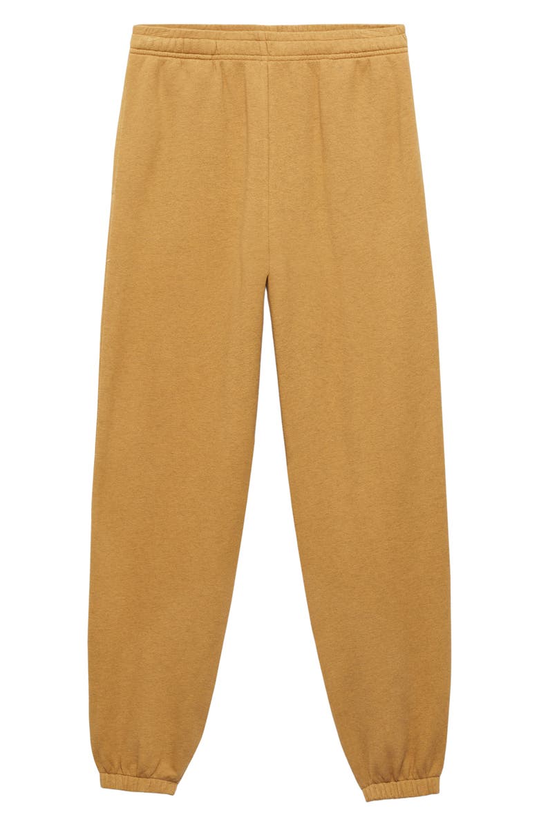 MANGO Stretch Cotton Fleece Joggers, Main, color, Ochre