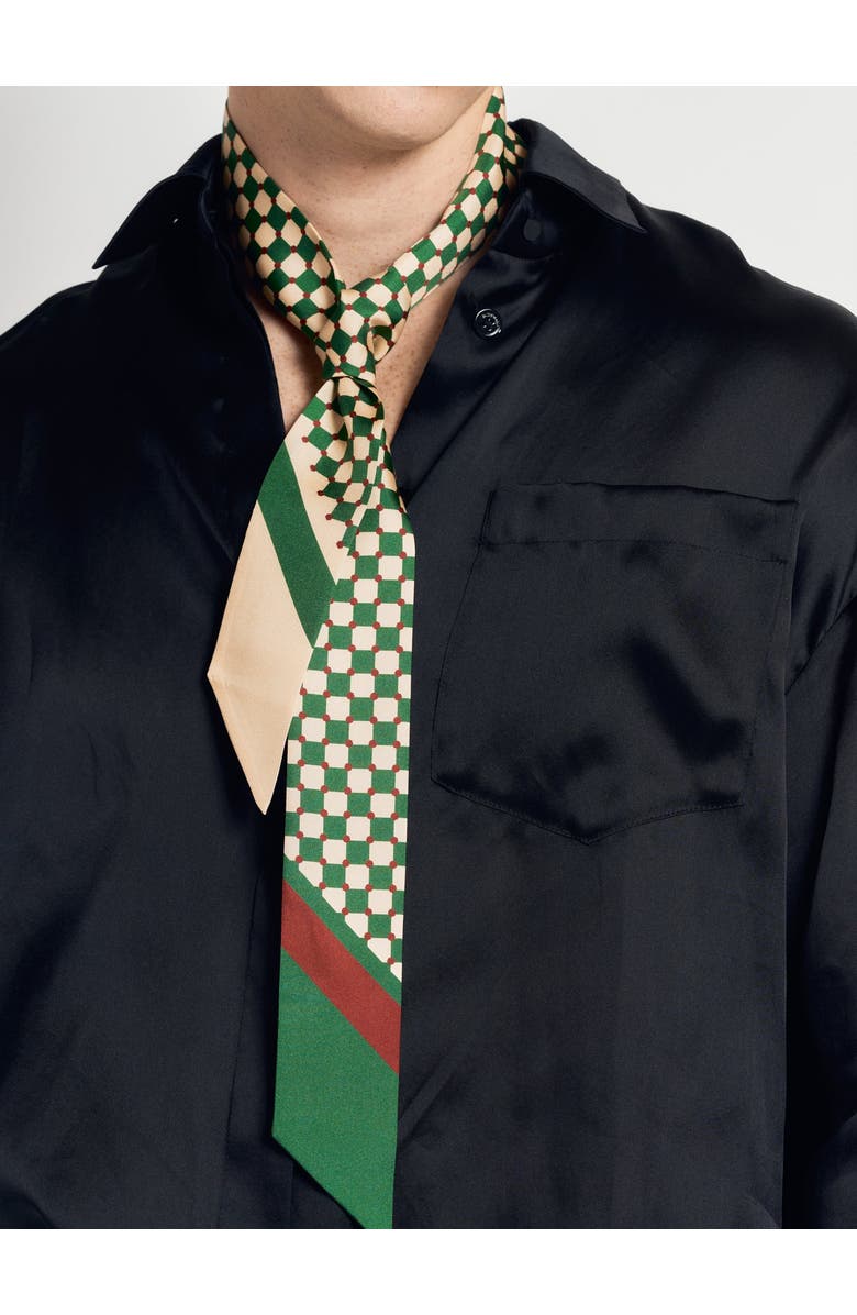 Lost Pattern CHECKERBOARD SILK SKINNY SCARF, Alternate, color, Green