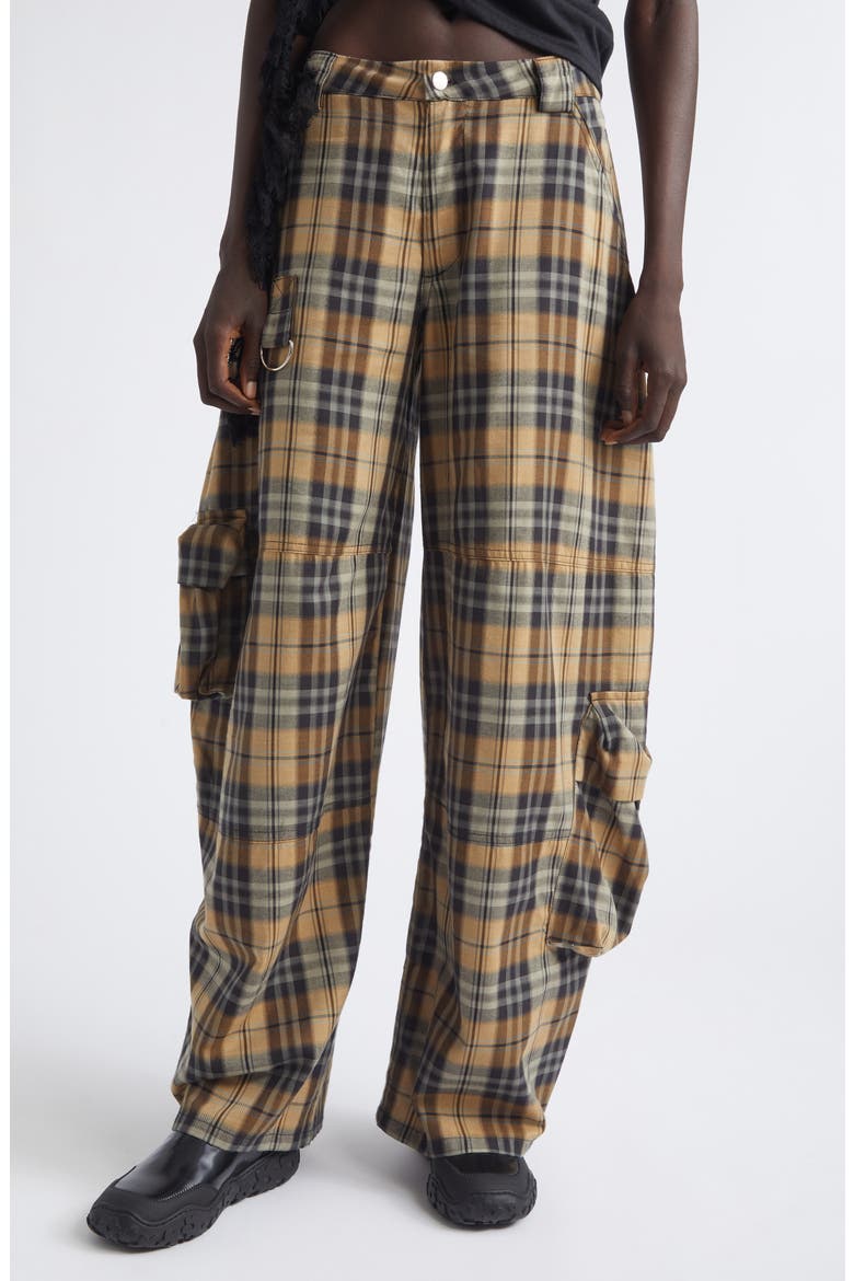 Wide Leg Cargo Pants, Main, color, SMOG PLAID