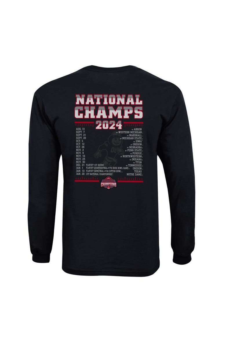 Champion Youth Champion  Black Ohio State Buckeyes College Football Playoff 2024 National Champions Schedule Long Sleeve T-Shirt, Alternate, color, 