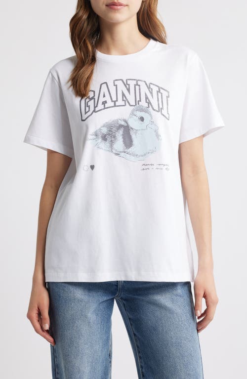 Ganni Basic Jersey Duckie Relaxed T-shirt In Bright White