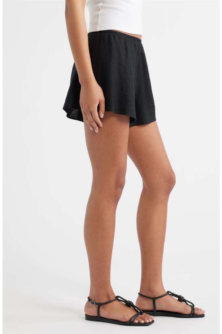 Loren Linen Shorts, Alternate, color, BLACK