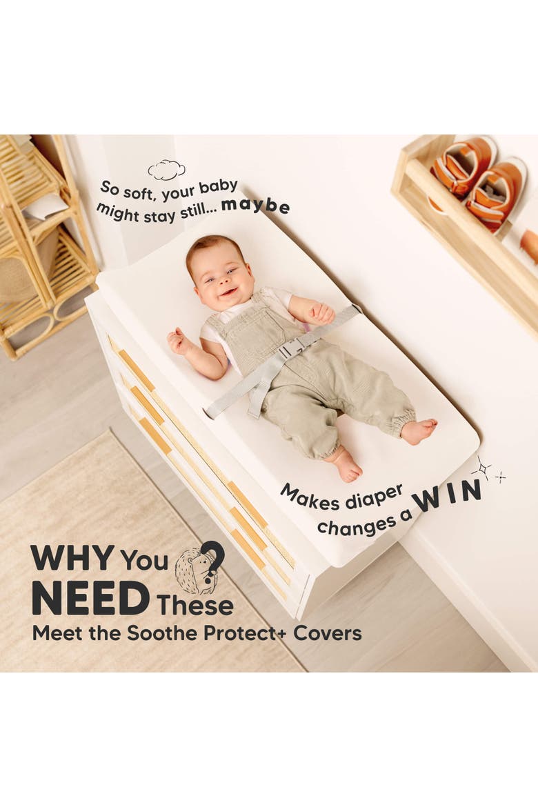 2-Pack Soothe [Protect+] Waterproof Changing Pad Covers, Alternate, color, Soft White