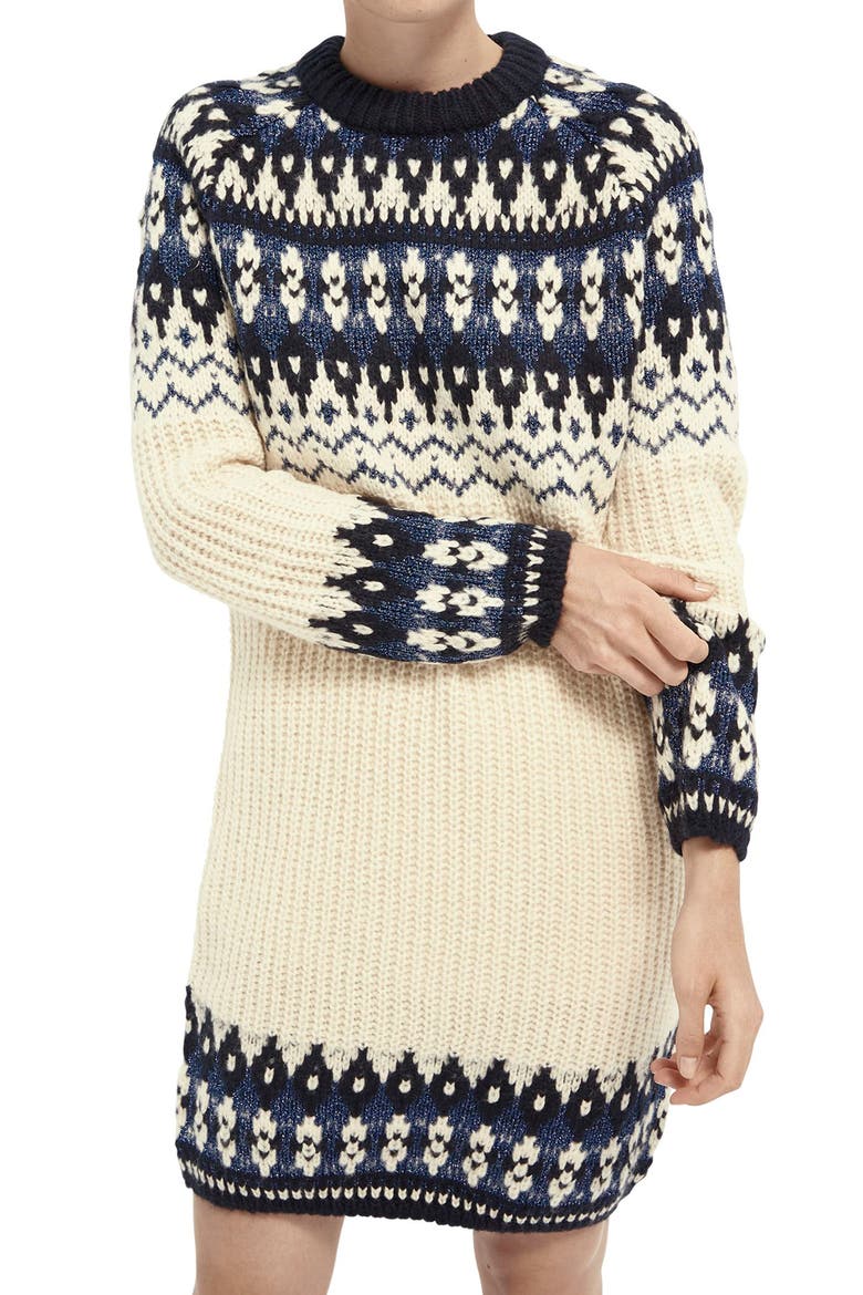 Long Sleeve Fair Isle Sweater Dress, Alternate, color, COMBO V