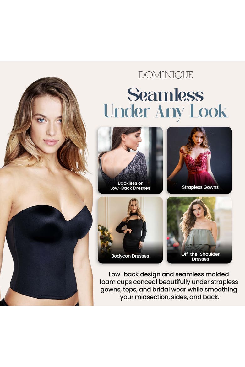 Ariel Low Back Hidden Underwire Convertible Strapless Longline  Bra, Alternate, color, Black