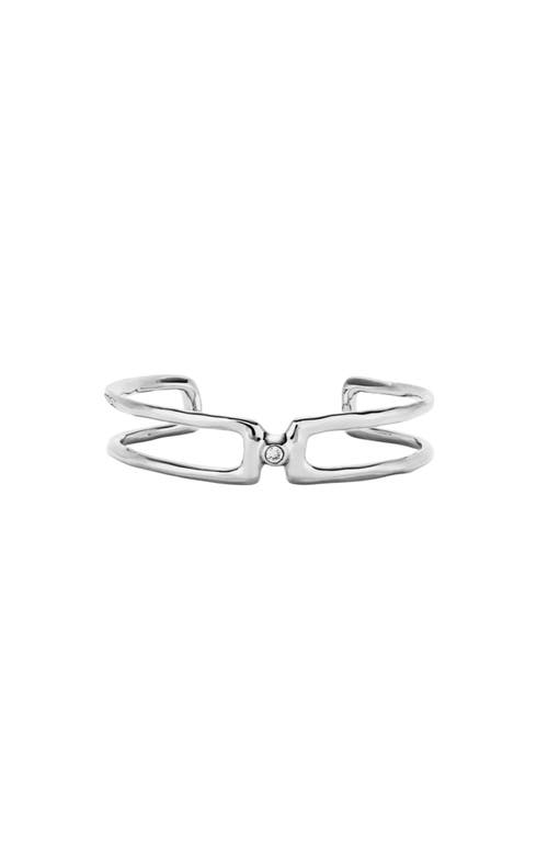 Unode50 Double Sterling Silver-plated Bracelet With White Topaz In Metallic