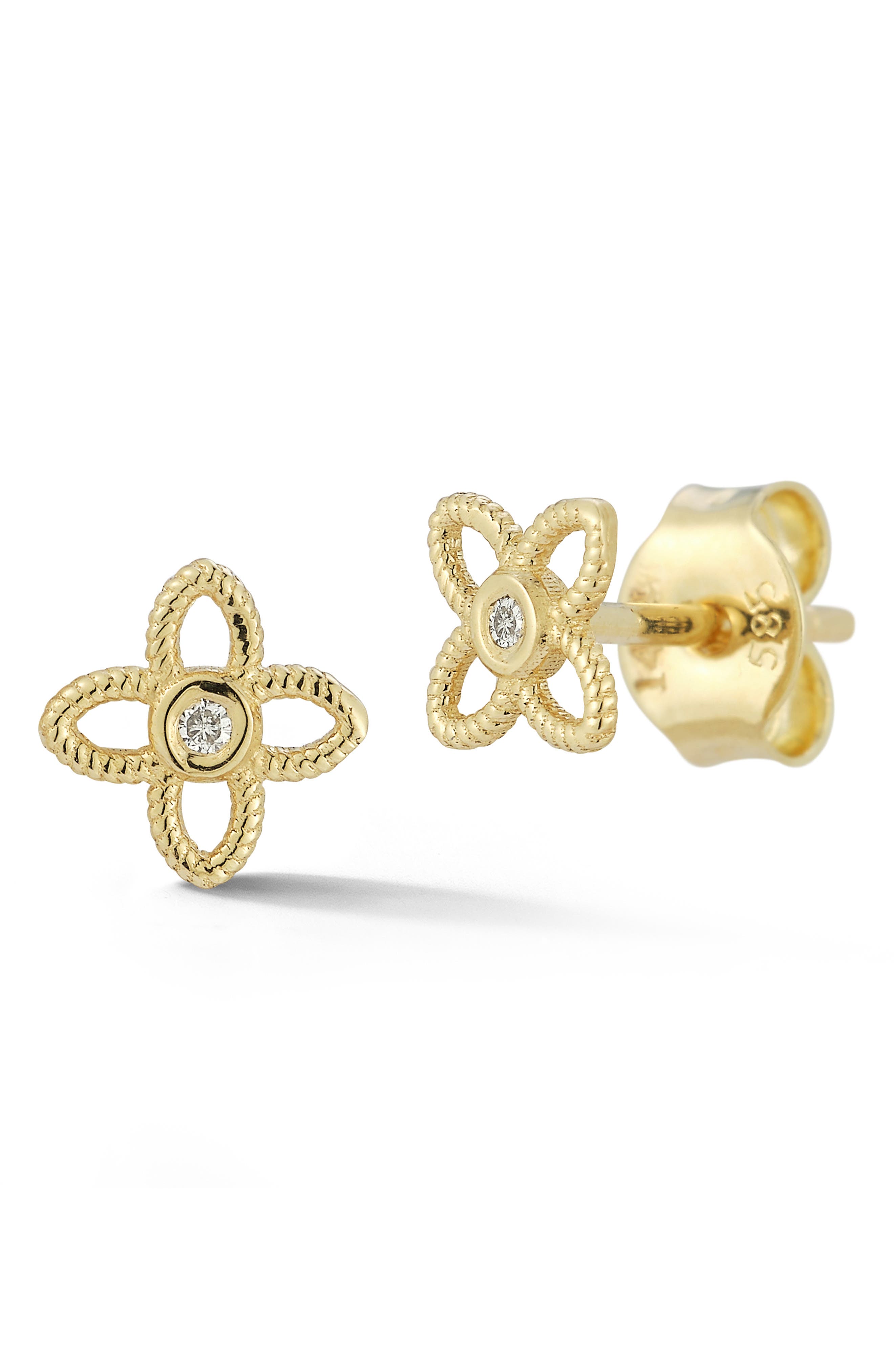 Ember Fine Jewelry Bezel Set Diamond Clover Stud Earrings