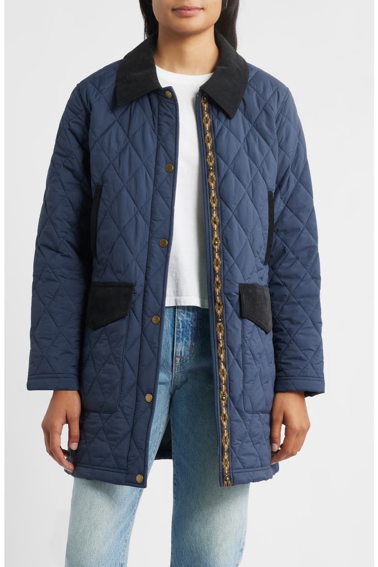 Sun River Quilted Field Coat, Main, color, NAVY