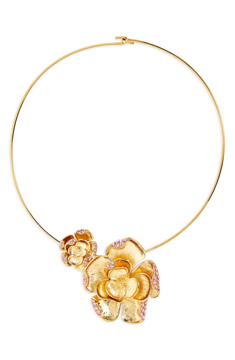 Oscar de la Renta Double Rose Necklace, Main, color, Rose