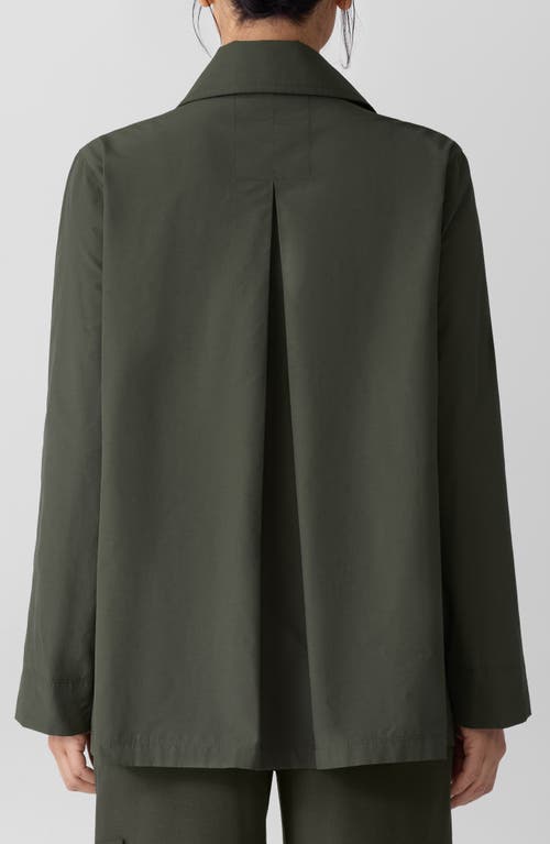Eileen Fisher Organic Cotton Blend Crop Trench Coat In Green
