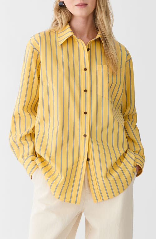 Lafayette 148 New York Boyfriend Oversize Stripe Cotton Button-Up Shirt in Daisy Multi at Nordstrom, Size Xx-Small