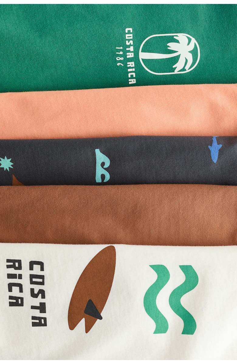 H&M 5-pack jersey t-shirts, Alternate, color, Cream/Dark Beige