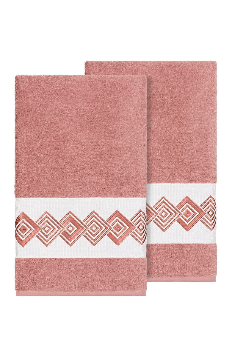 Linum Home Textiles Noah Embellished Bath Towel - Set of 2 - Tea Rose, Main, color, Tea Rose