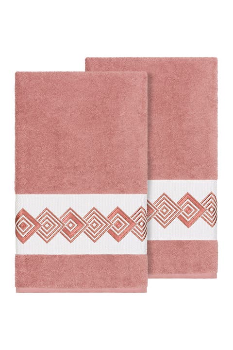 Noah Embellished Bath Towel - Set of 2 - Tea Rose