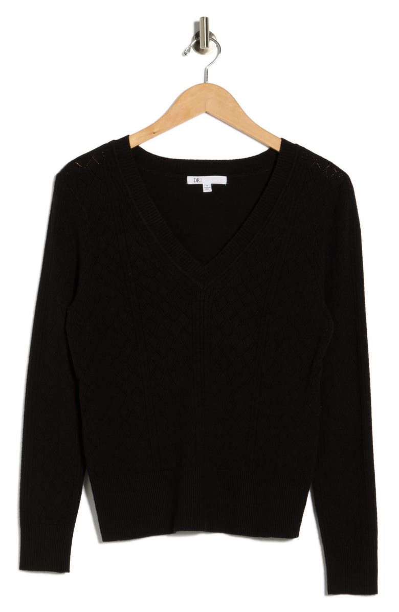 DR2 by Daniel Rainn Pointelle Stitch Vintage Sweater, Alternate, color, Black