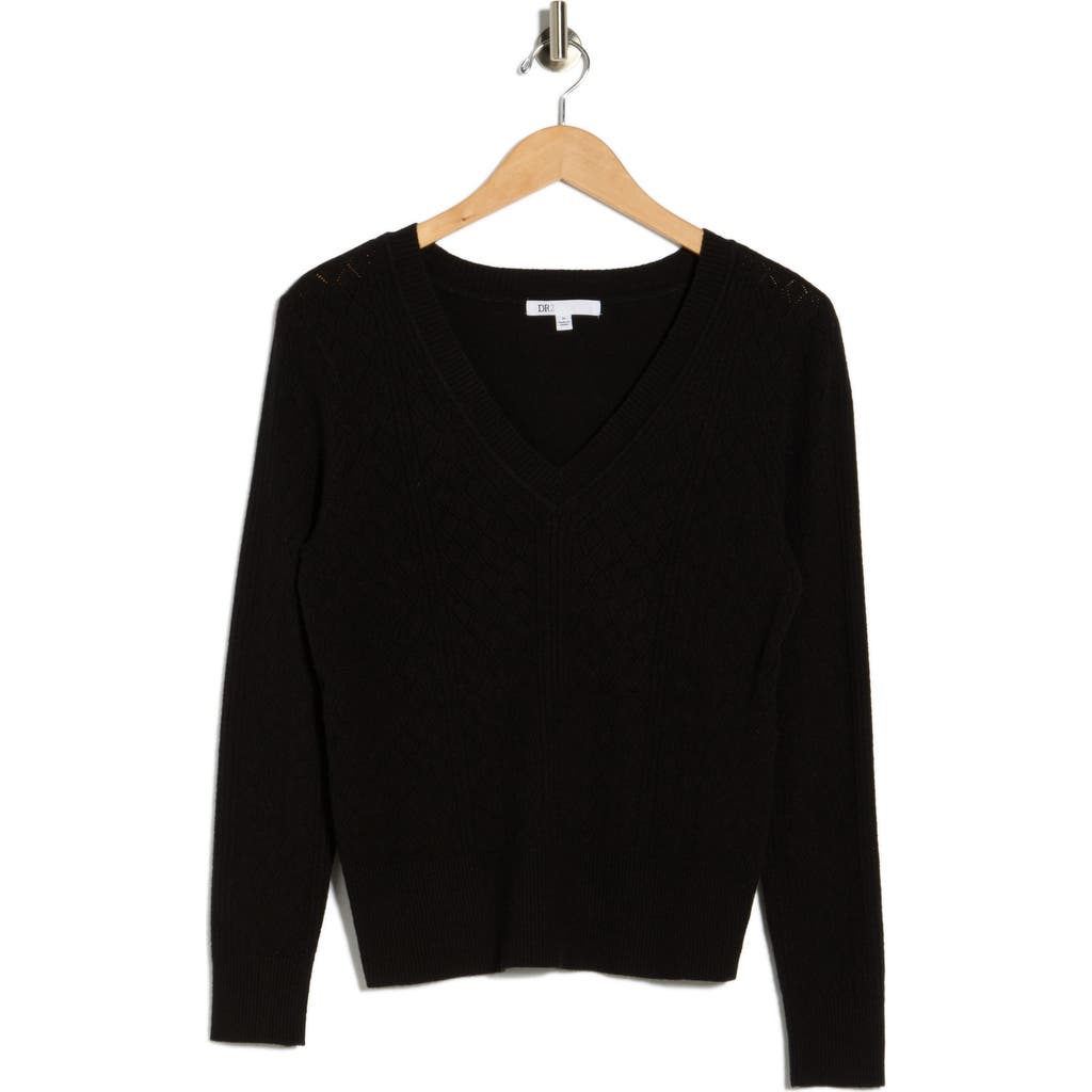 Dr2 By Daniel Rainn Pointelle Stitch Vintage Sweater In Black