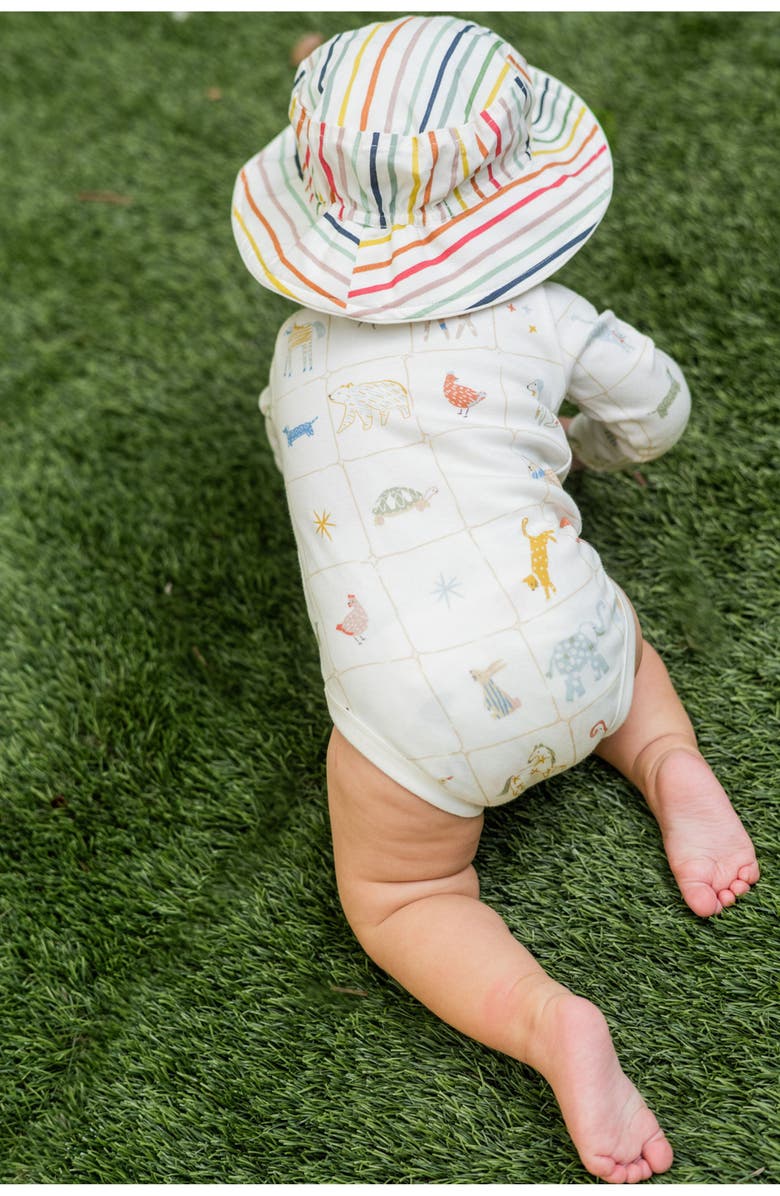 Pehr Henley Organic Cotton Bodysuit, Alternate, color, Animal Shuffle