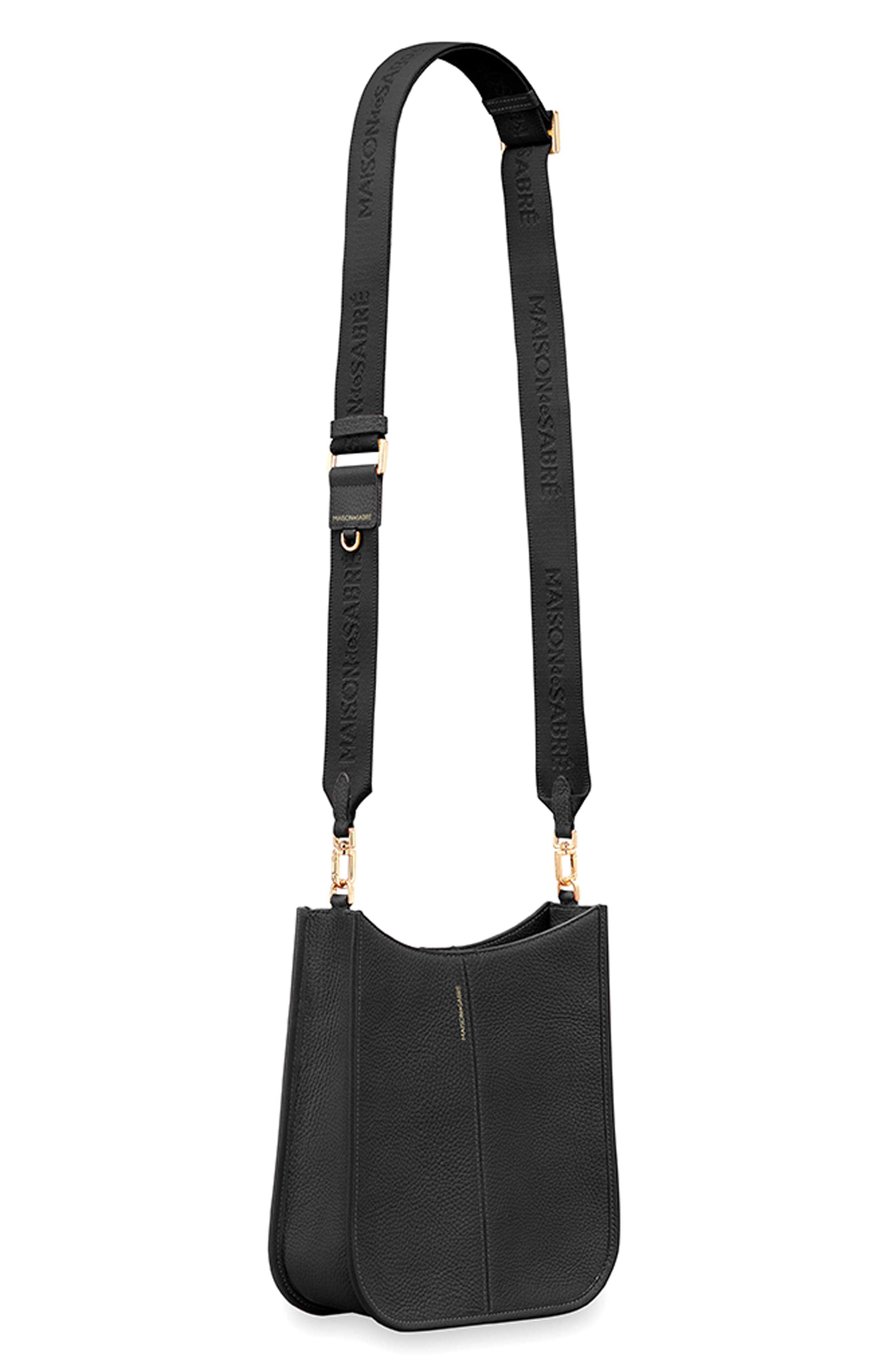 MAISON de SABRÉ Leather Saddle Bag, Alternate, color, Black Caviar