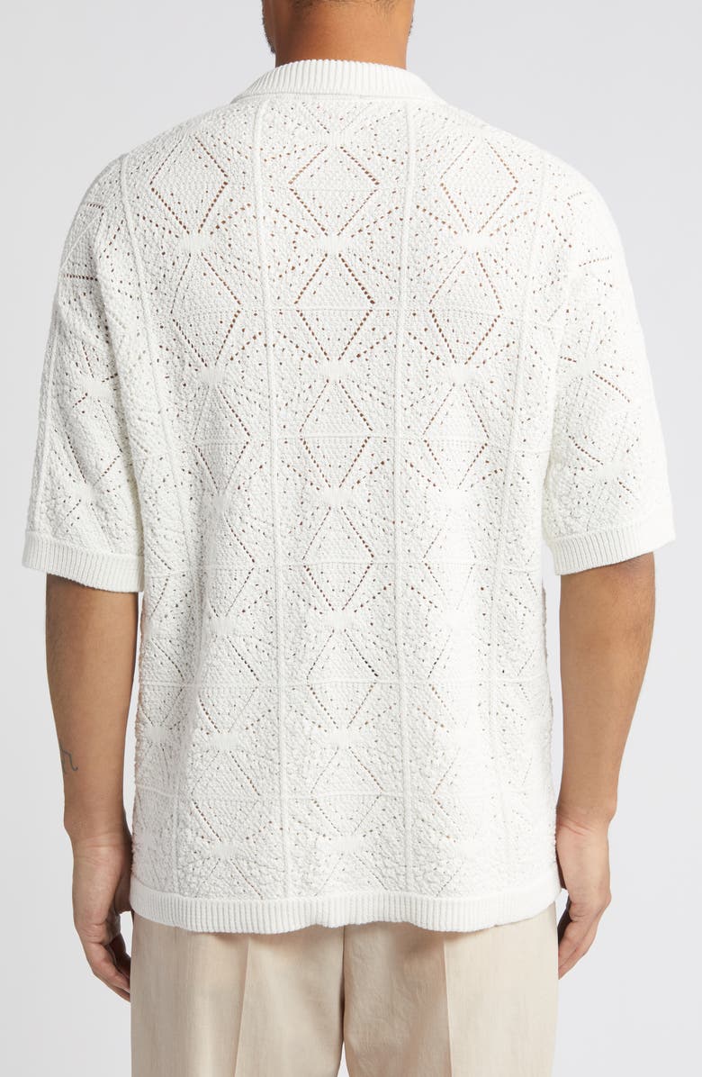 HUGO Sammp Short Sleeve Knit Button-Up Shirt, Alternate, color, Open Wht