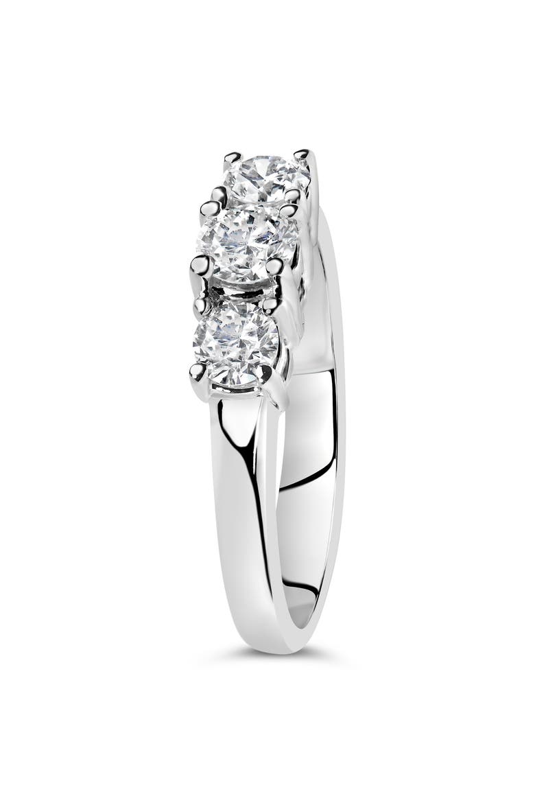 14K White Gold  3/4 Cttw Lab Grown Diamond 3 Stone Ring Band, Alternate, color, White