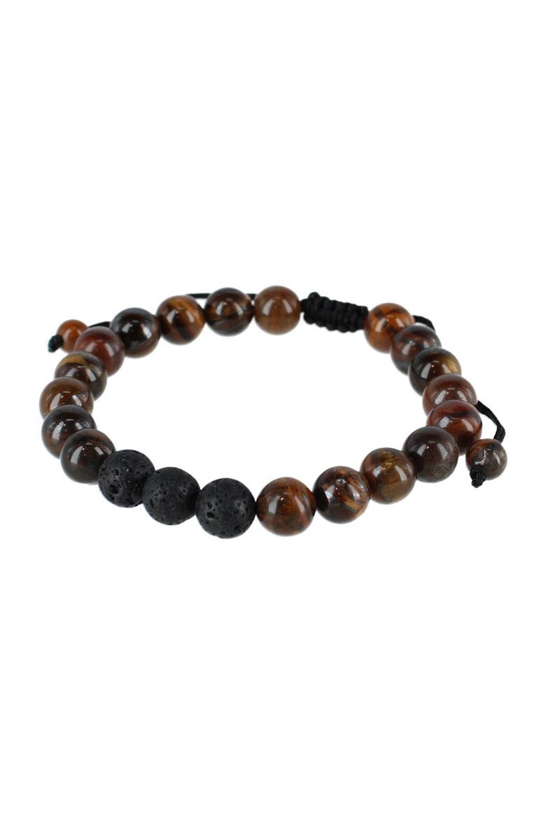 Ryder Wood Look Bead Adjustable Bracelet, Main, color, Brown