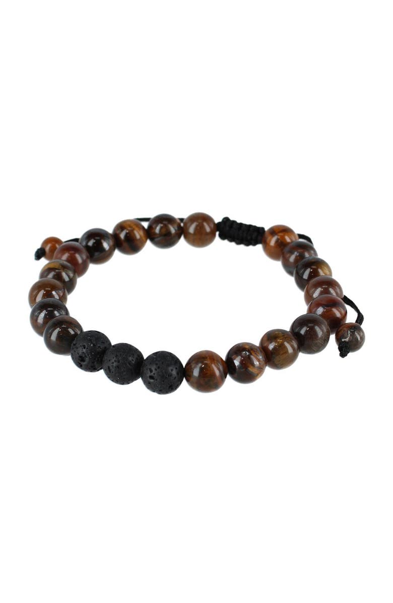 Trafalgar Ryder Wood Look Bead Adjustable Bracelet, Main, color, Brown