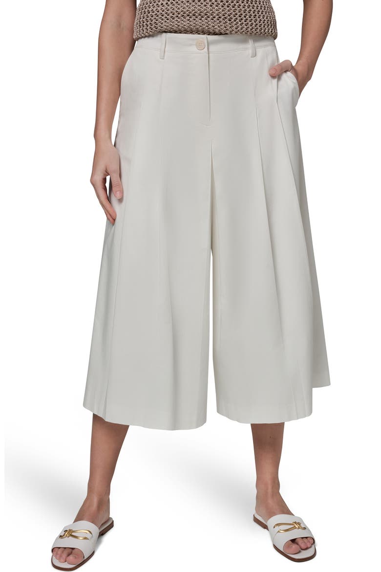 Pleated Crop Wide Leg Pants, Main, color, CREAM