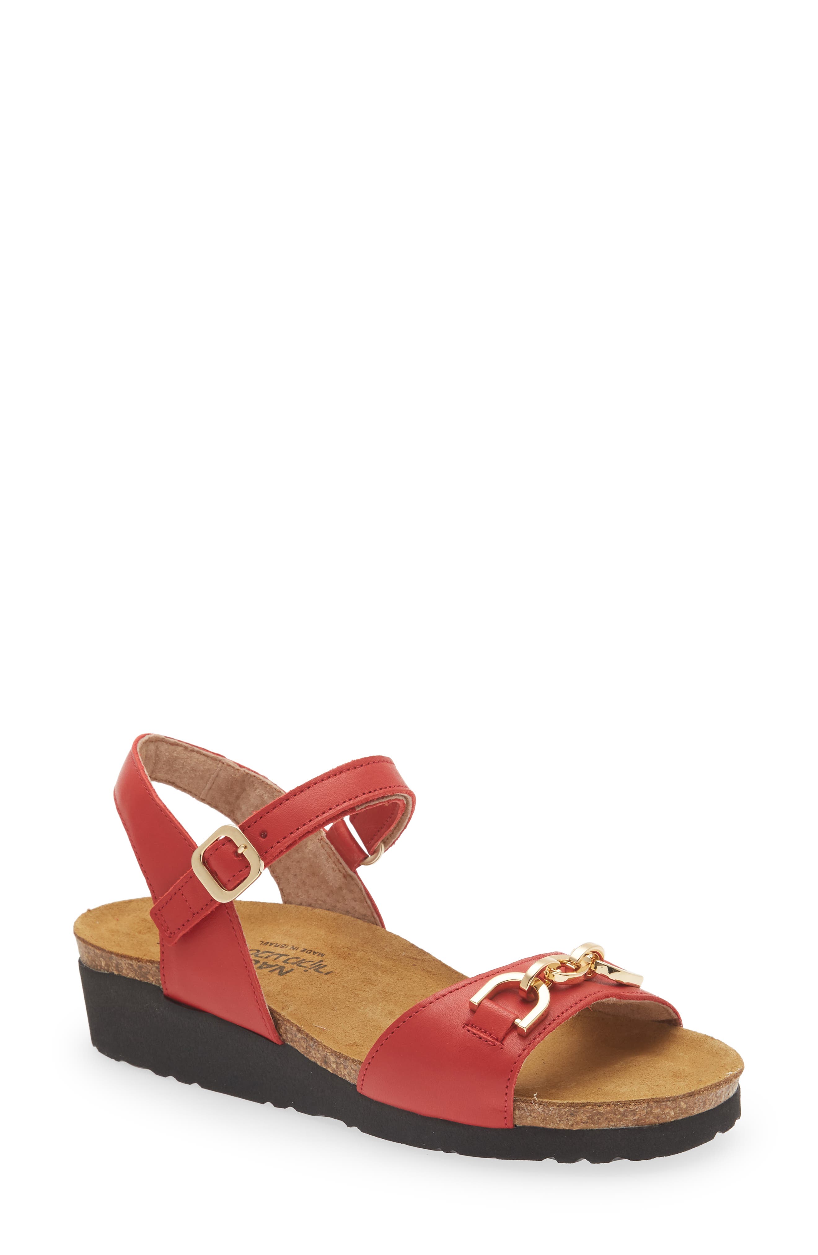 Aubrey Wedge Sandal, Main, color, KISS RED LEATHER