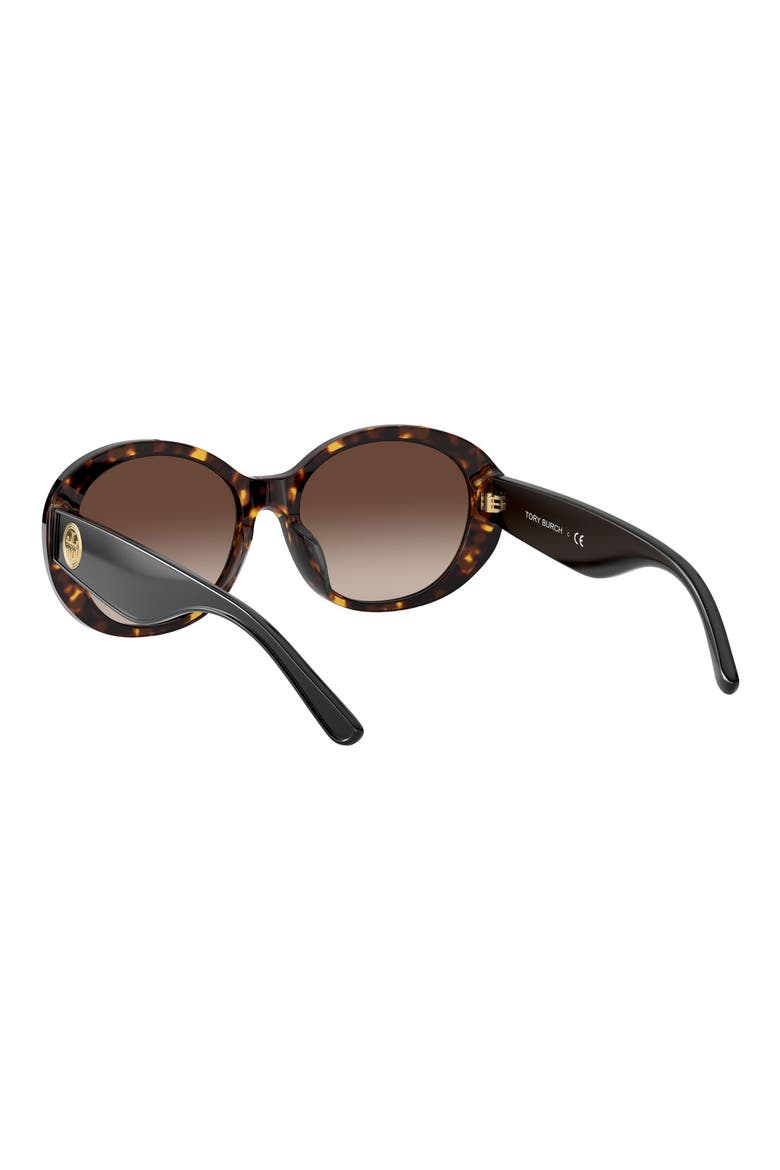 55mm Oval Sunglasses, Alternate, color, DK TORT