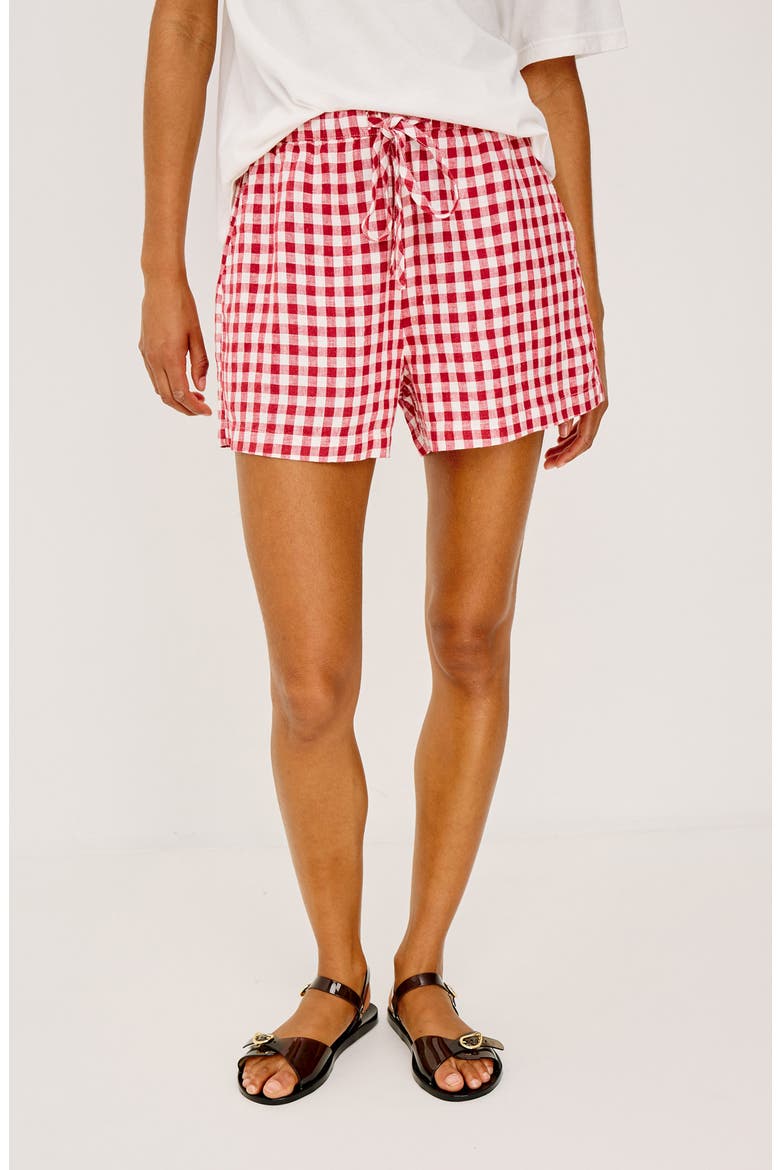 Jenner Gingham Pull-On Linen Shorts, Main, color, PICNIC CHECK