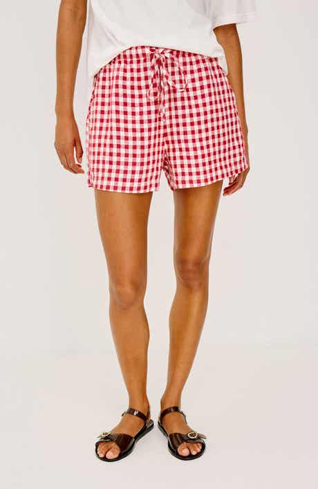 Jenner Gingham Pull-On Linen Shorts