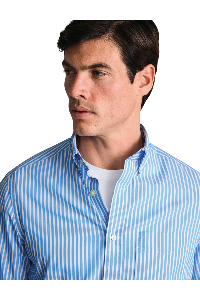 Stripe Stretch Washed Poplin Shirt, Alternate, color, Ocean Blue