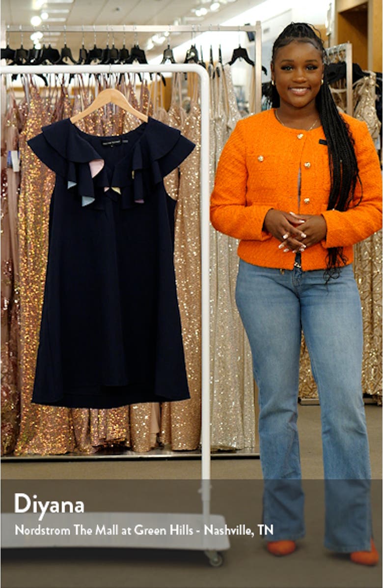 Multicolor Lined Ruffle Shift Dress, sales video thumbnail