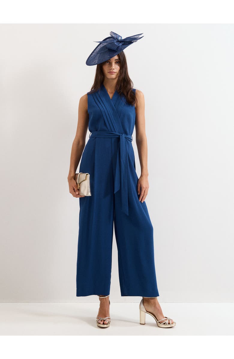 Phase Eight Maisley Pleated Cropped Jumpsuit, Main, color, Indigo