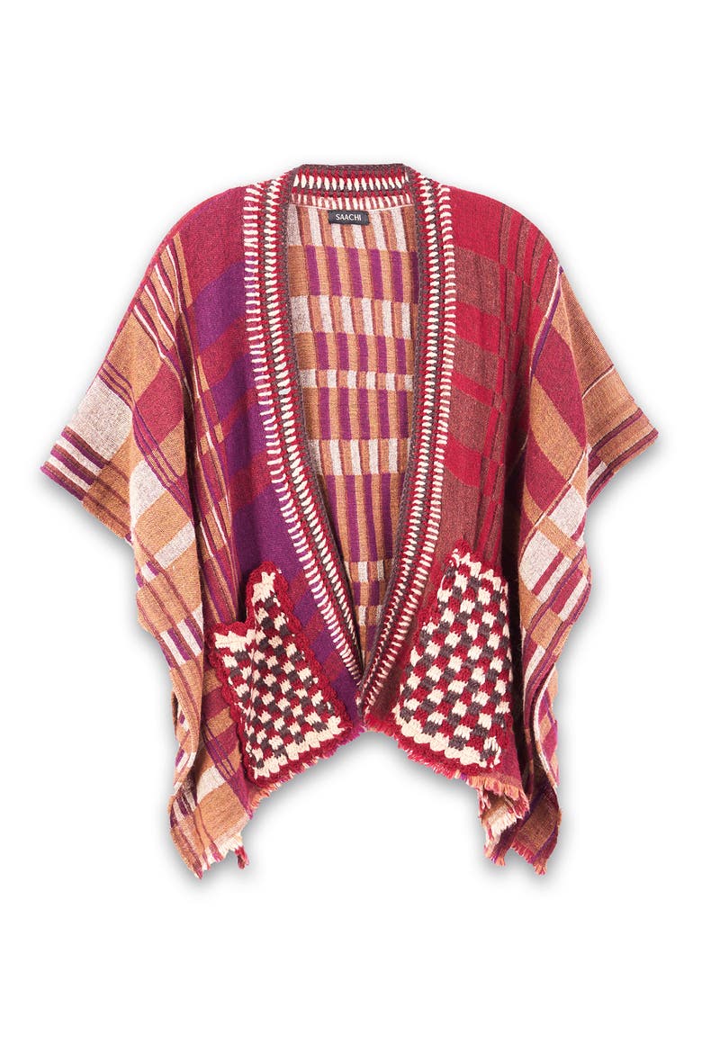 Plaid Topper, Main, color, BEIGE/BURGUNDY
