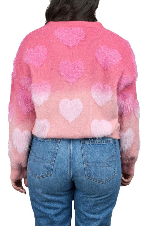 Saachi Heart Eyelash Cardigan In Dark Pink