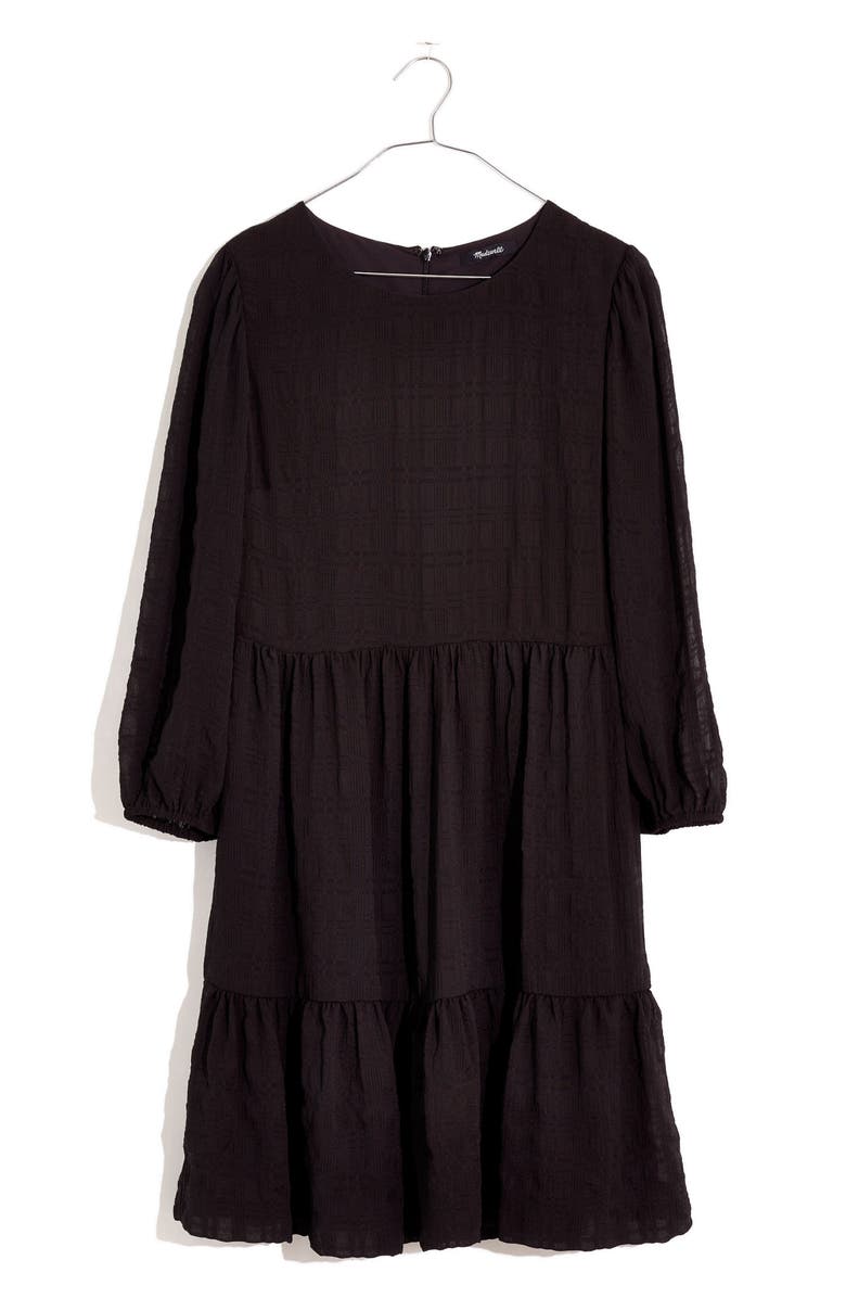 Madewell Puff Sleeve Ruffle Hem Minidress, Alternate, color,