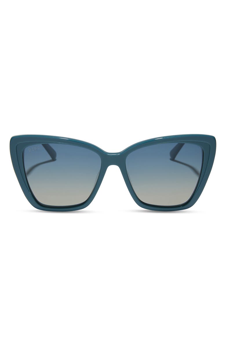 DIFF Becky II 56mm Polarized Cat Eye Sunglasses, Main, color, Aegean Blue Flash