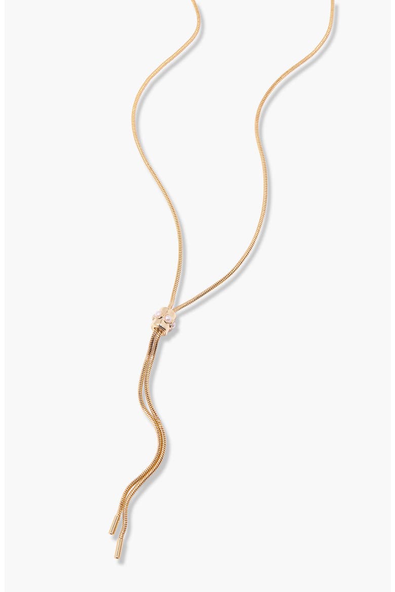 Gail Bolo Faux Pearl Necklace, Alternate, color, GOLD