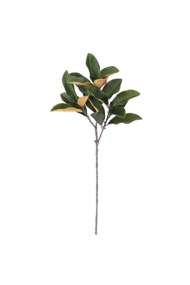 36 inch Faux Green Magnolia Leaf Stem, Main, color, Green