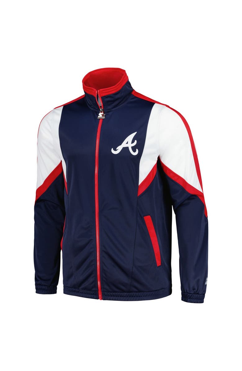 STARTER Men's Starter Navy Atlanta Braves Lead Runner Full-Zip Jacket, Alternate, color, 