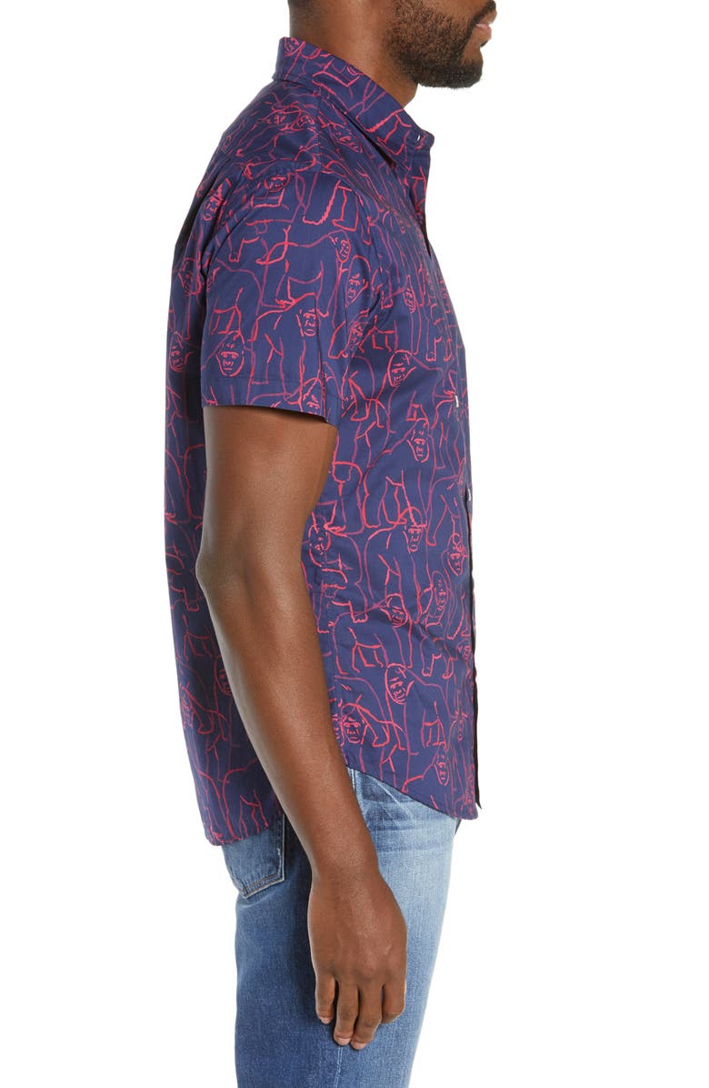Bonobos Riviera Slim Fit Gorilla Print Sport Shirt, Alternate, color, 