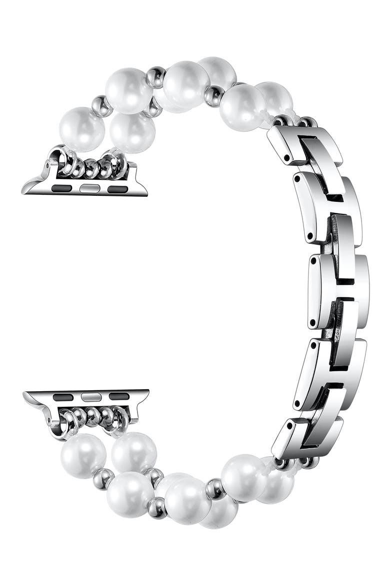 Sheridan Faux Pearl Apple Watch® Watchband, Alternate, color, SILVER