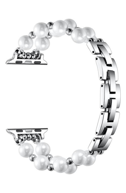 The Posh Tech Sheridan Faux Pearl Apple Watch® Watchband In Silver