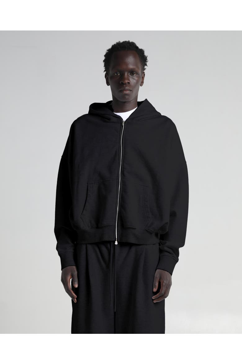 Cropped Zip Hoodie, Main, color, Black