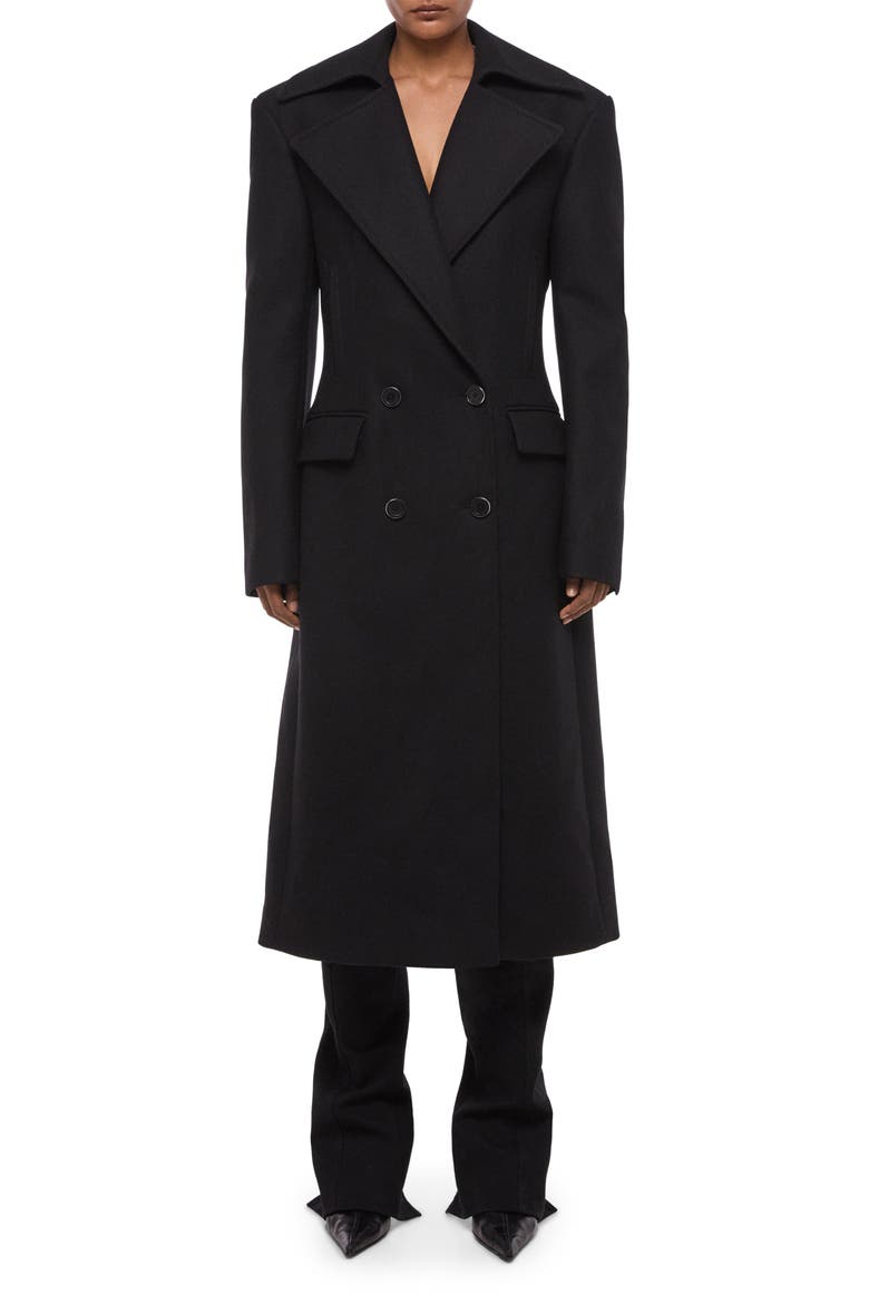 Sculptural Wool Blend Coat, Main, color, BLACK