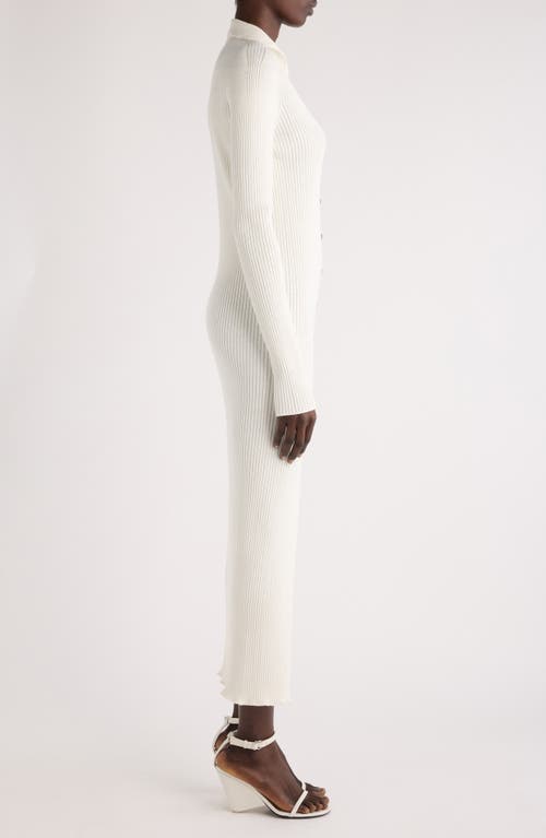 Shop Courrèges Long Sleeve Rib Sweater Dress In Heritage White